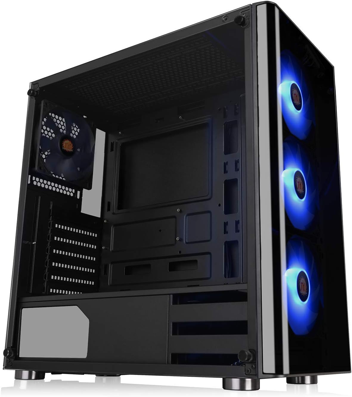Thermaltake V200 Tempered Glass RGB Edition 12V MB Sync Capable ATX Mid-Tower Chassis with 3 120mm 12V RGB Fan + 1 Black 120mm Rear Fan Pre-Installed CA-1K8-00M1WN-01