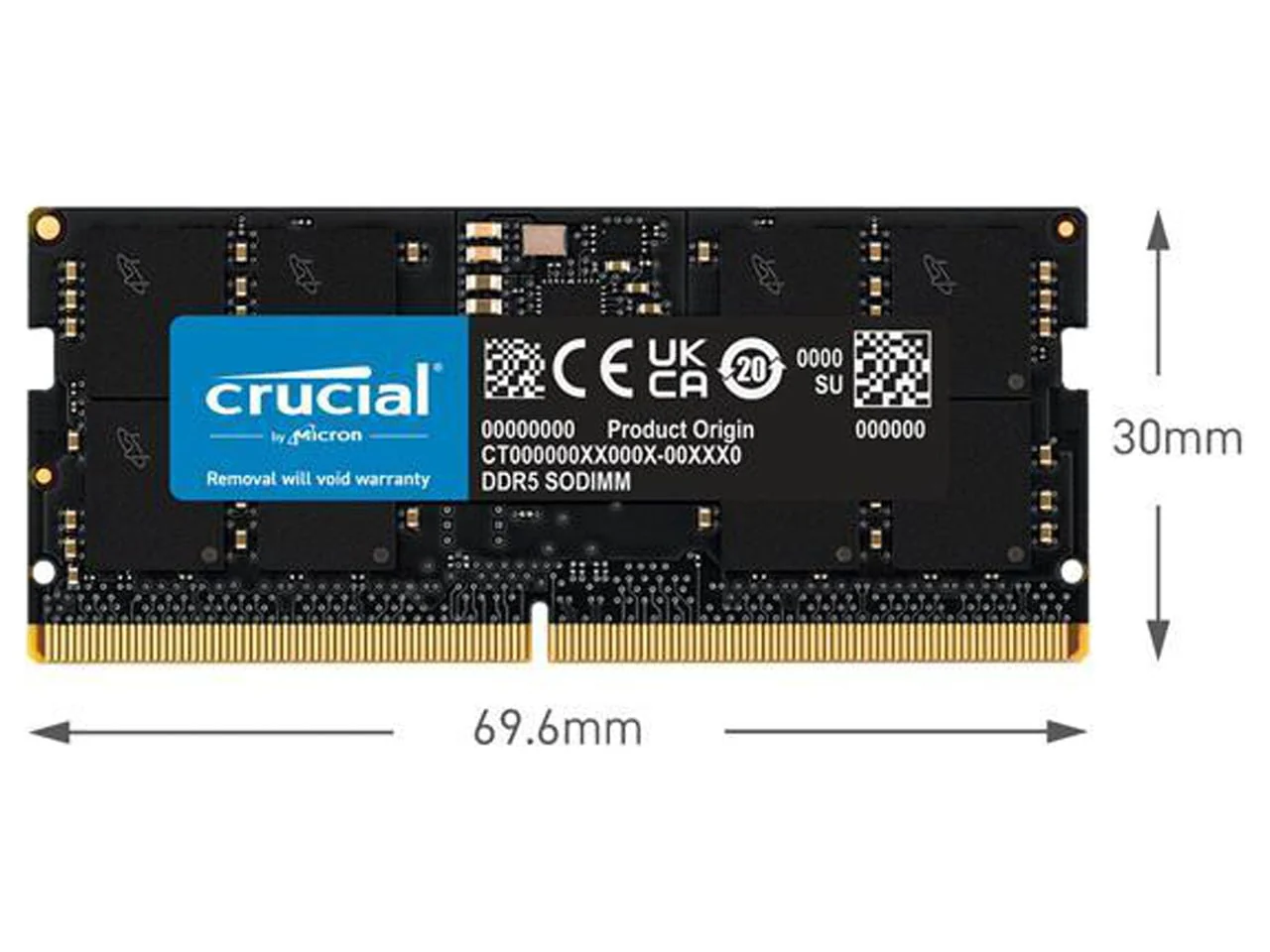 Crucial 64GB (2 x 32GB) DDR5 SDRAM Memory Kit - For Notebook - 64 GB (2 x 32GB) - DDR5-4800/PC5-38400 DDR5 SDRAM - 4800 MHz Dual-rank Memory - CL40 - 1.10 V - Non-ECC - Unbuffered - 262-pin - SoDIMM -