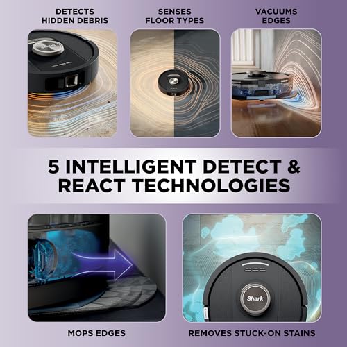 Shark Robot Vacuum & Mop Combo, PowerDetect NeverTouch Pro, Self-Emptying, Self-Refill with Self-Clean Pad Wash & Dry, 60-Day Debris Capacity, 30-Day Refill Tank, 5 PowerDetect Technologies, AV2800ZE