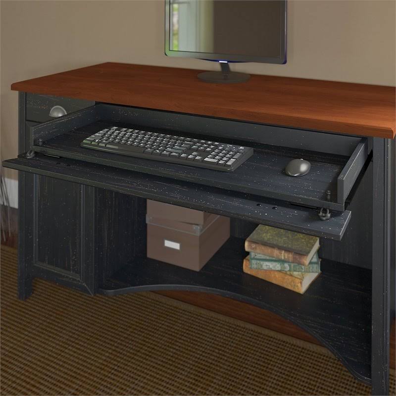 Stanford Computer Desk and 5 Shelf Bookcase in Antique Black, Bush Furniture STF005