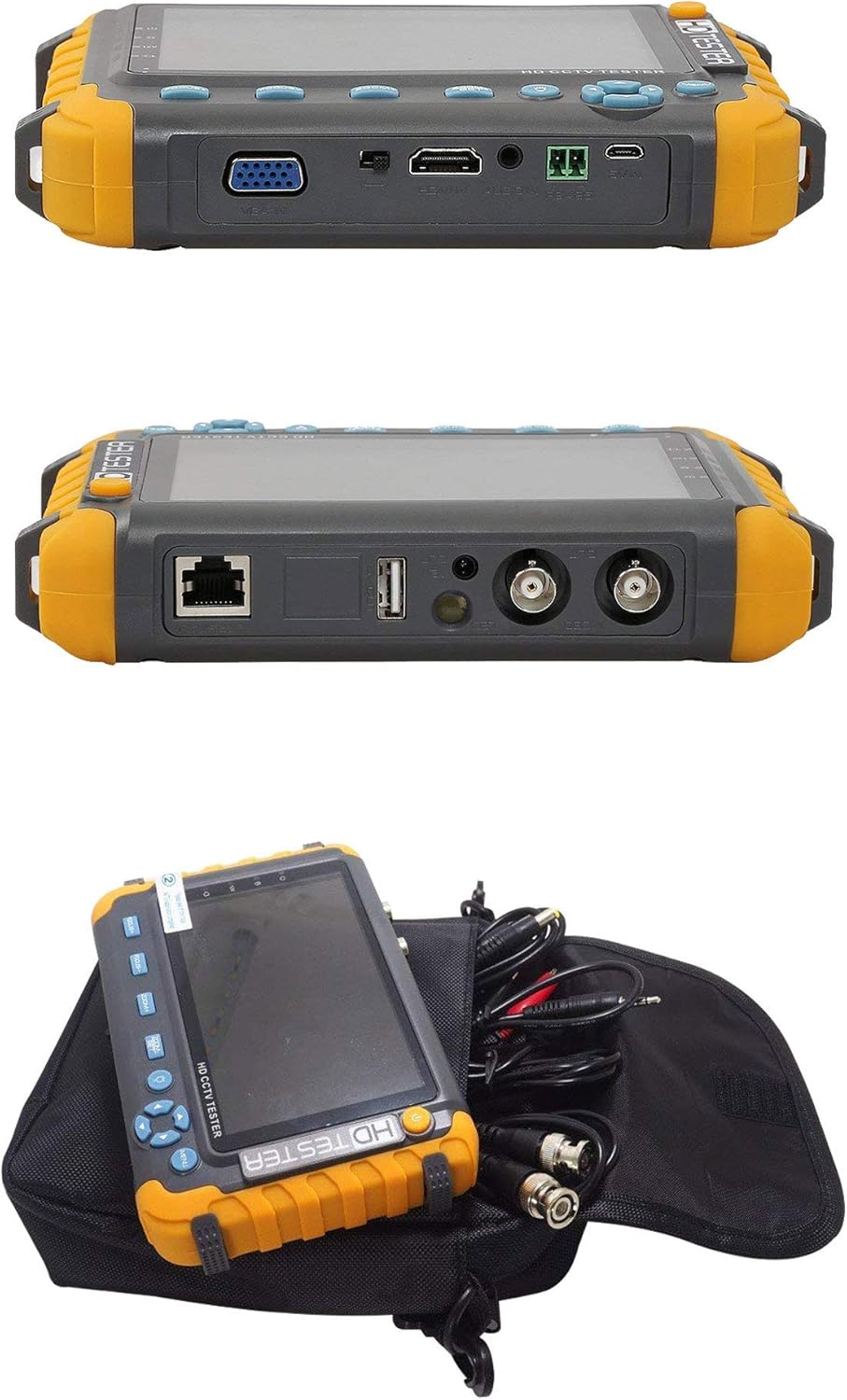 5 Inch 4 in 1 CCTV Monitor Tester, AHD/TVI/CVI/CVBS Coaxial Analog Video Monitor Tester, UTP/PTZ Cable Test for 1080P/3MP/4MP/5MP Analog Security Camera, VGA DC12V Output Camera Portable CCTV Tester