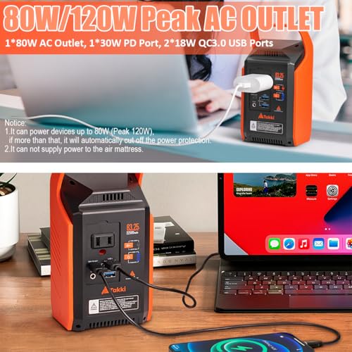 Takki Solar Generator 148Wh with 40W Solar Panel Included 300W Peak Portable Power Station Camping Power Bank with 110V AC Outlet for Home Camping Emergency Hurricane
