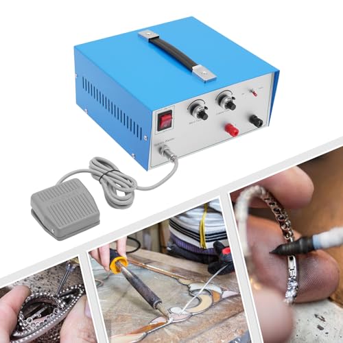 Jewelry Spot Welder Machine, 110V Portable Pulse Sparkle Spot Welder, 600W 80A Electric Spot Welder with Foot Pedal, Adjustable Permanent Jewelry Welder Kit for Rapid Welding of Gold Silver Iron