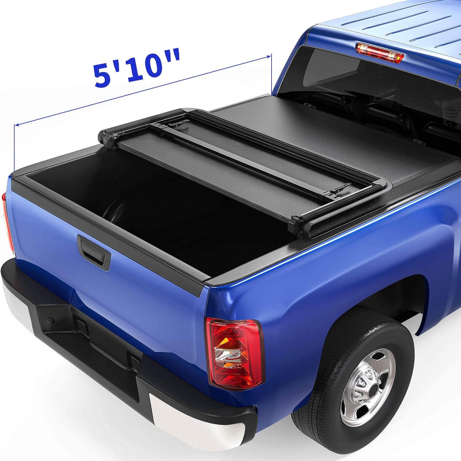 oEdRo Upgraded Soft Tri-fold Truck Bed Tonneau Cover On Top Compatible with 2007-2013 Chevy Silverado/GMC Sierra 1500 with 5.8 Feet Bed, Fleetside