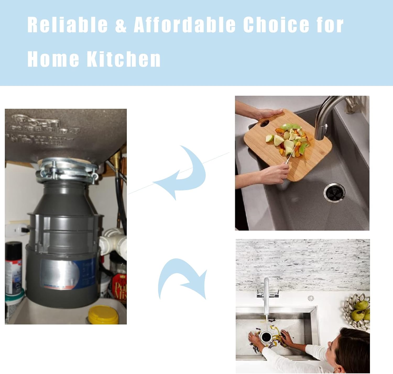 Garbage Disposal with Cord, Badger 5, 1/2 HP Continuous Feed, Black