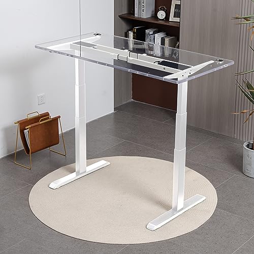 Okin Electric Standing Desk Frame Only, Height Adjustable Desk Legs for 47" to 63" Table Top, Ergonomic 180 lbs Load Capacity 2 Tier Sit Stand Desk Base with Memory Controller for Home Office, White