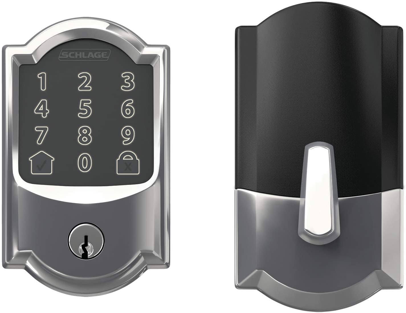 Schlage BE489WB Cam 625 Encode Deadbolt Smart Lock | WiFi Touchscreen Keypad, Bright Chrome