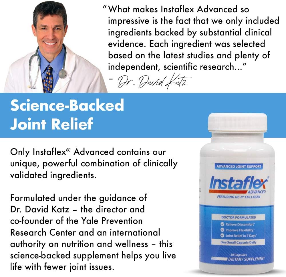 Instaflex Advanced Joint Support Supplement - Turmeric, Resveratrol, Boswellia Serrata Extract, BioPerine, UC-II Collagen- 30 Count Pack of 2