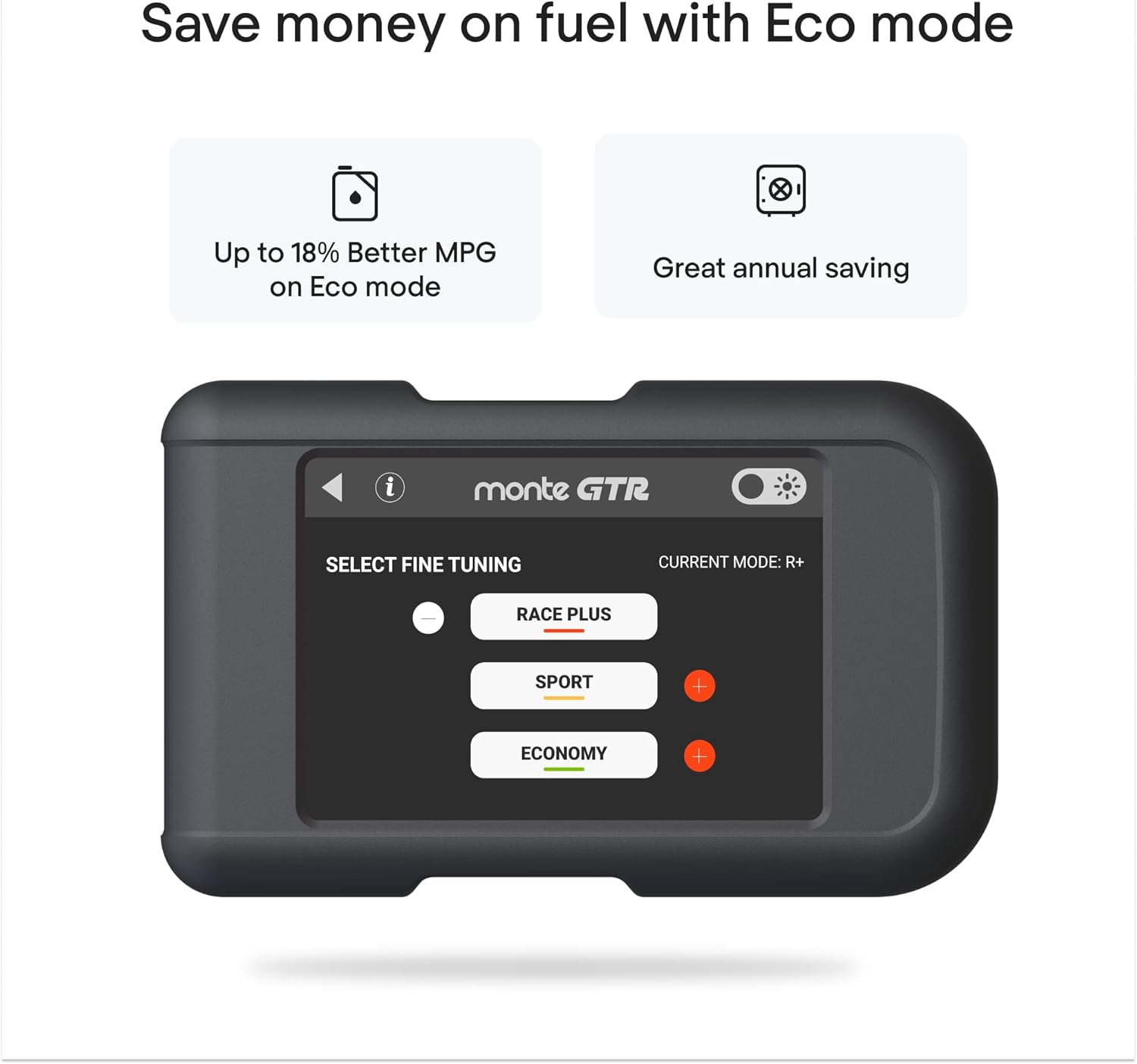 Monte Tuning Universal Performance Tuner - Monte GTR Powerful 4 in 1 Performance Chip Tuning Device, Fuel Saver and Car Diagnostic Scanner - Powerful Performance Programmer for Most Cars and SUVs