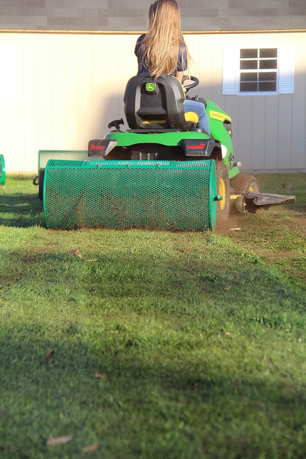 Landzie Lawn & Garden Spreaders - 44 Inch Heavy Duty Metal Mesh Basket Push/Tow Spreader - Compost, Peat Moss, Top Soil, Mulch - Durable Lightweight Multi-Purpose Yard Care Equipment - Manure Spreader