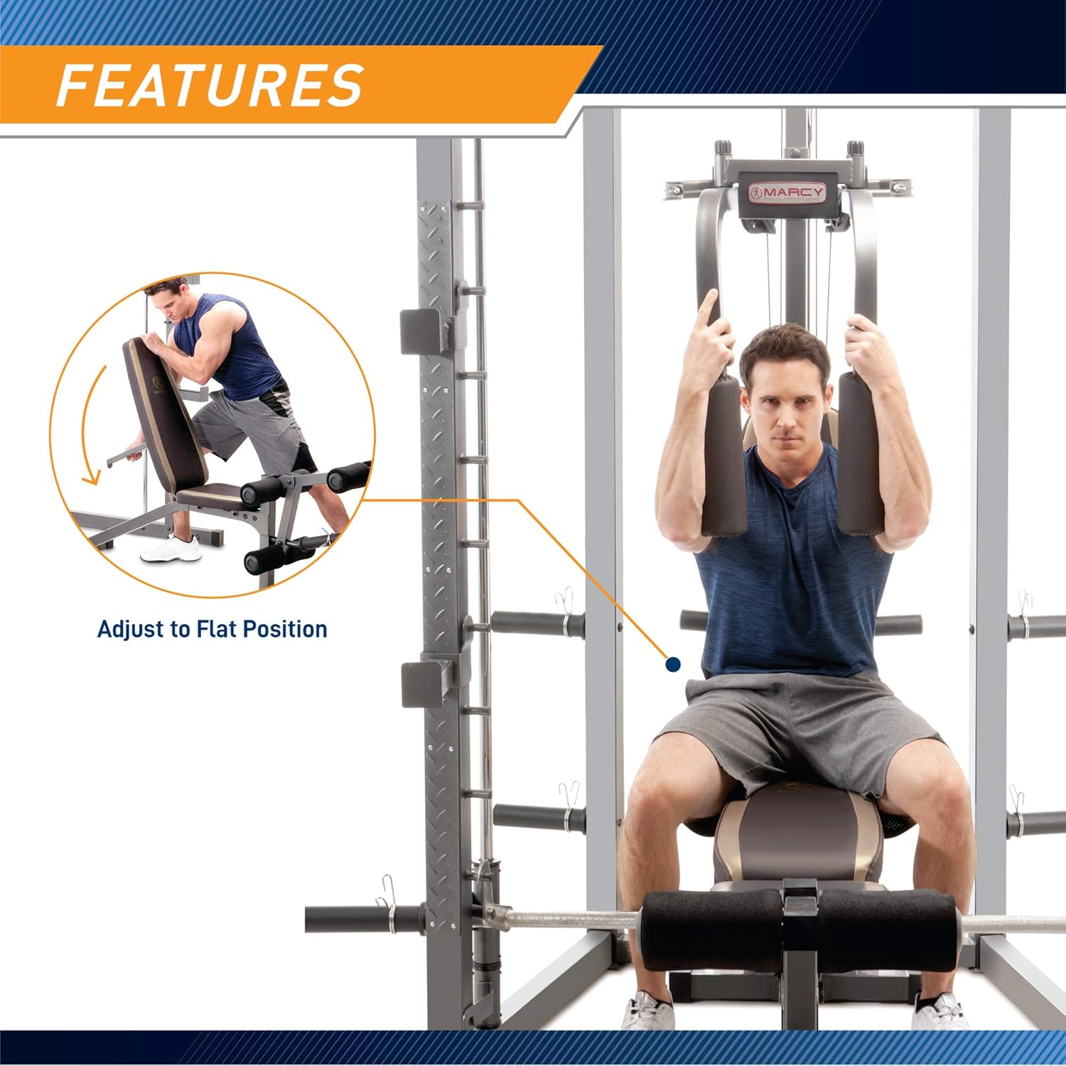 Marcy Combo Home Gym Equipment, Gray/Brown