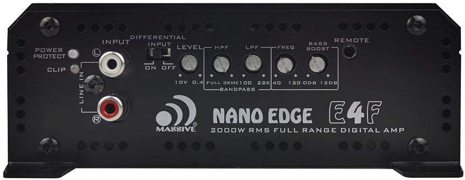 Massive Audio E3 - Car Audio 2,800 Watt Nano Edge Series, Monoblock Car Amplifier, Bass Boost, 1 Ohm Stable