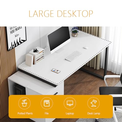 Expandable Desk with Storage Drawer, Modern Home Office Desk Student Study Table & Cpmputer Workstations(100x60x75cm, White)
