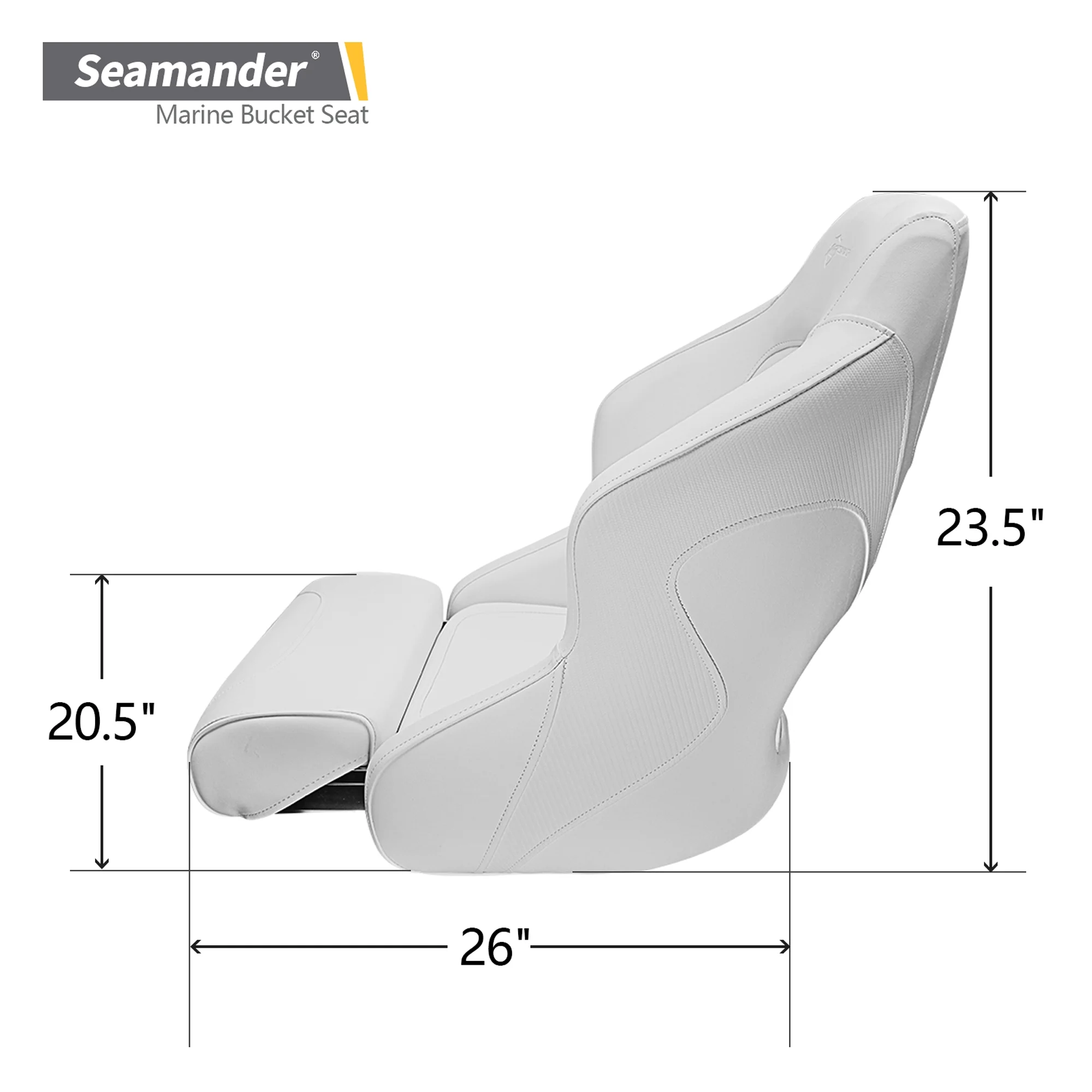 Seamander S1043 series Pontoon Furniture Bucket Seat, Captain Seat, Colors Solid White
