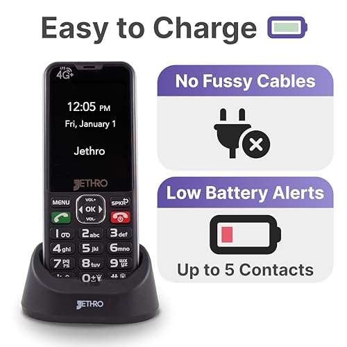 Jethro SC490 4G Unlocked Large Button Cell Phone for Seniors + Unlimited Talk & Text, 4GB of High-Speed Data | 6-Month Plan