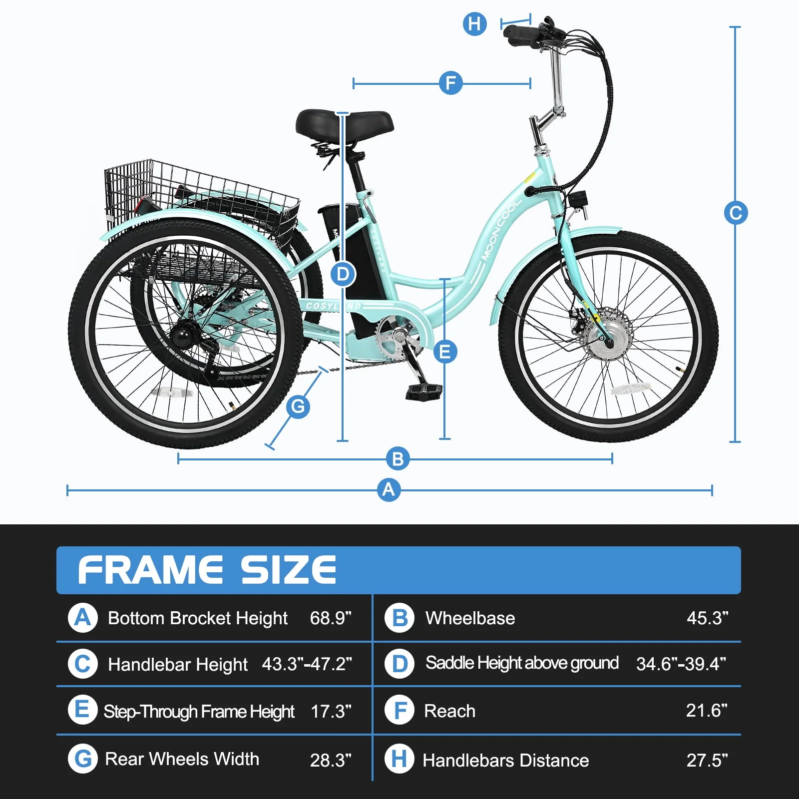 Lilypelle Adult Electric Tricycles,3 Wheel Electric Bike,15.5 Mph Electric Trikes for Seniors,7-Speed & 4 Adjustable Riding Modes Electric Tricycle With Removable Lithium Battery