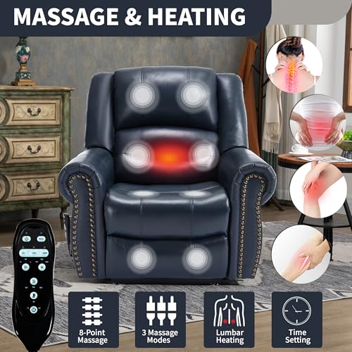 Dual Motor Power Lift Chair, Lay Flat Recliner Chair, Electric Recliner with Massage and Heat for Elderly, Remote Control, Infinite Position, Standing Assistance, USB Ports, Faux Leather, Brown