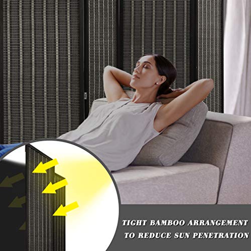 FDW Room Divider Bamboo Room Divider Wall Folding Privacy Wall Divider Wood Screen for Home Bedroom Living Room (6 Panel, Natural)