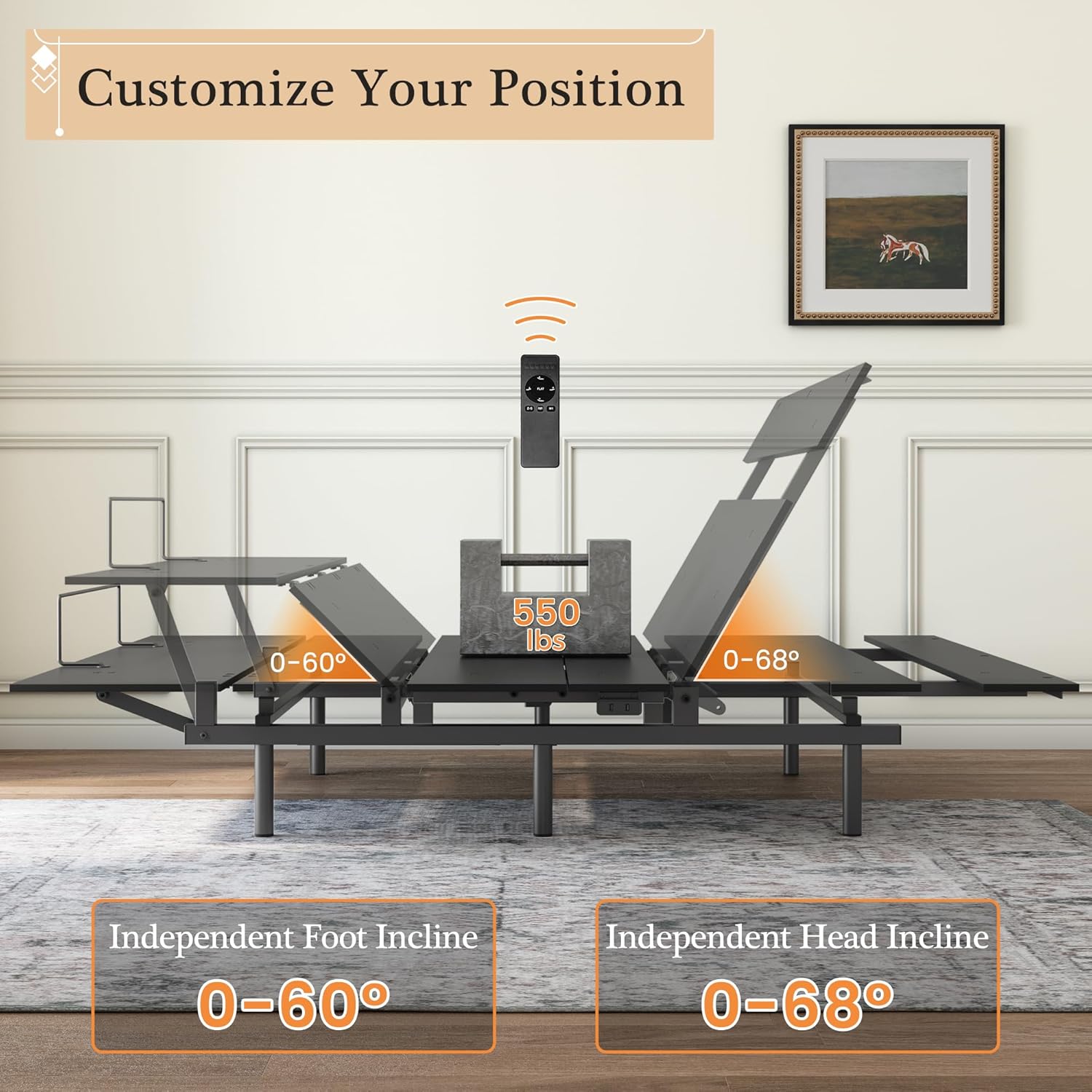 Adjustable Bed Frame -Wireless Remote -Memory Function -Adjustable Bed Base -Head and Foot Lift Incline -Zero Gravity -Quiet Motorfor Lying Down, Reading, Watching TV,Fatigue,Backache[QUEEN]