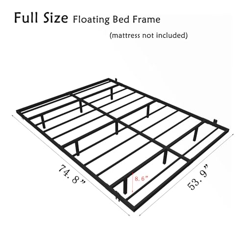 Floating Bed Frame Queen Size with LED Lights, Metal Platform Bed Frame, No Box Spring Needed, Easy Assembly, (Queen)