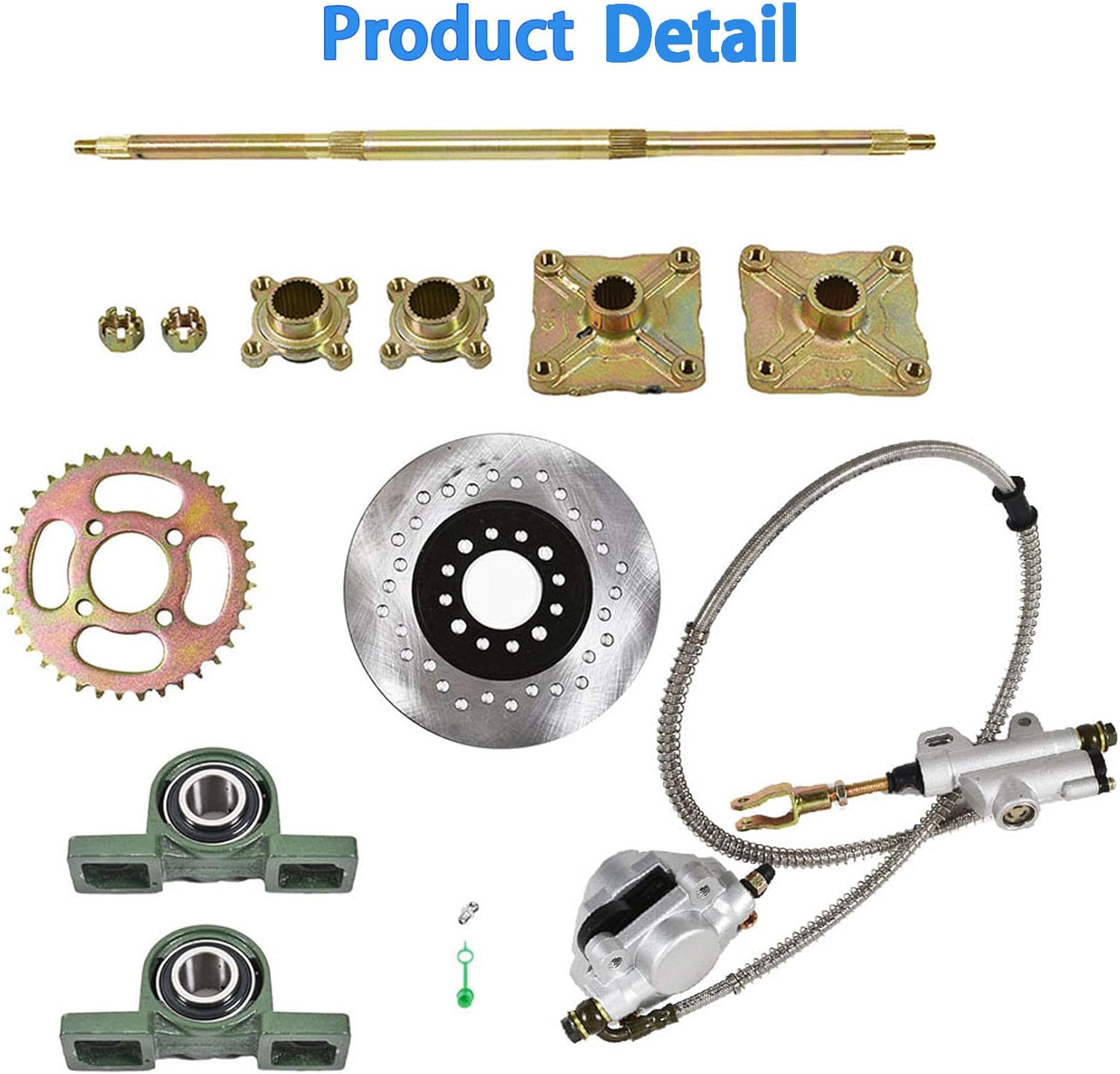 labwork 32 Rear Axle Kit + Brake Assembly +Sprocket Hub Replacement for DIY rebuild Go Kart ATV Quad Drift Trikes