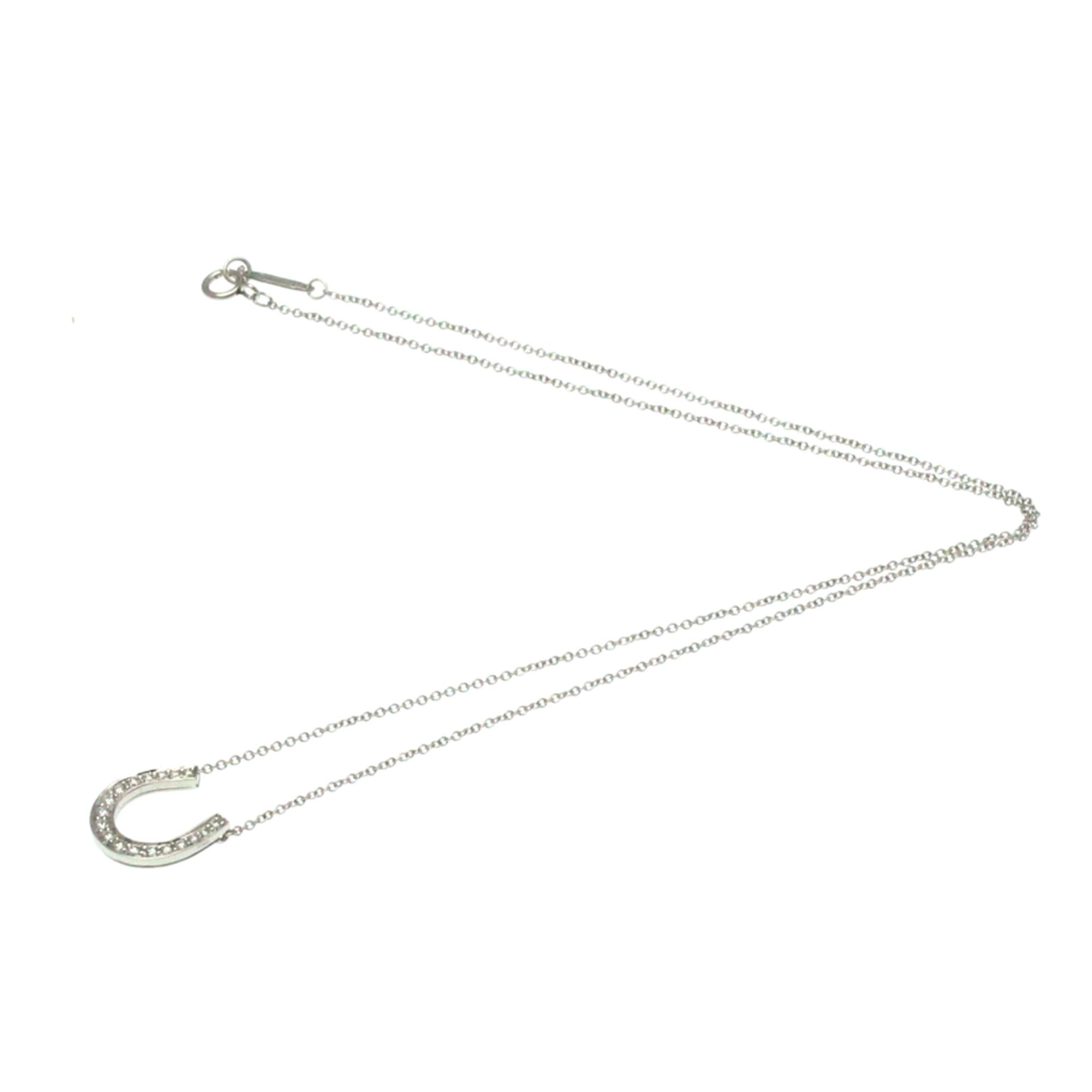 Pre-Owned Tiffany Horseshoe Necklace Platinum Diamond Men,Women Fashion Pendant Necklace (Silver) (Good)