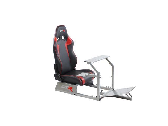 GTR Simulator GTA Model Silver Frame with Black/Red Real Racing SEAT, Driving Simulator Cockpit Gaming Chair with Gear Mount
