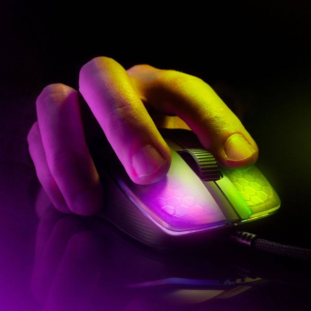 Roccat - Kone Pro Lightweight Performance PC Gaming Mouse with 19K dpi Optical Sensor, Aluminum Titan Wheel Pro u0026 RGB Lighti