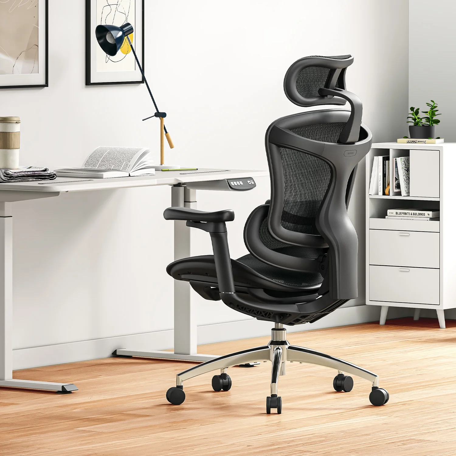SIHOO Ergonomic Ofiice Chair Doro-C300, Auto-Adaptive Lumbar Support, 3D Linkage Armrests, Computer Desk Chair with 4-Position Adjustable Backrest, Mesh Office Chair for 300lbs, Black