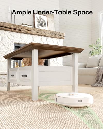 Marsail Lift Top Coffee Table with Open & Hidden Storage, Modern Fluted Coffee Table with Smooth Lift Mechanism, Sturdy Space-Saving Center Table for Home Living Room, Office, Natural Oak