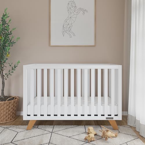 Child Craft SOHO Crib, 3-Drawer Dresser with Changing Table Topper, Chest, Nightstand, 4-Piece Nursery Set (Dusty Heather)