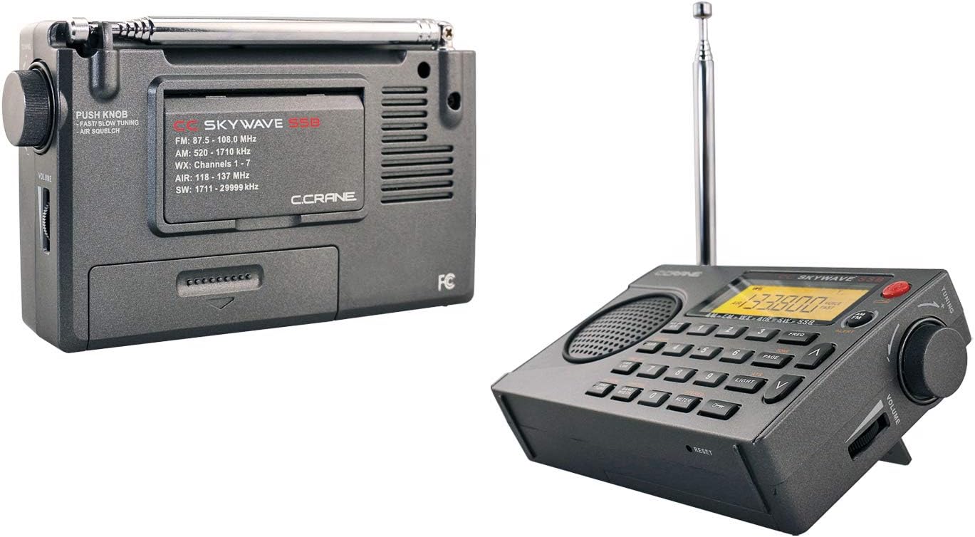 C. Crane CC Skywave SSB AM, FM, Shortwave, NOAA Weather + Alert, Scannable VHF Aviation Band and Single Side Bands Small Battery Operated Portable Travel Radio