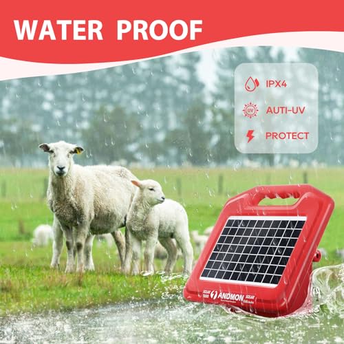 30 Miles Solar Fence Charger, 0.53 Joule Solar Electric Fence Charger for Livestock, Horses, Cattle Sheep, Solar Electric Fence Energizer with Dual Input, Easy Installation
