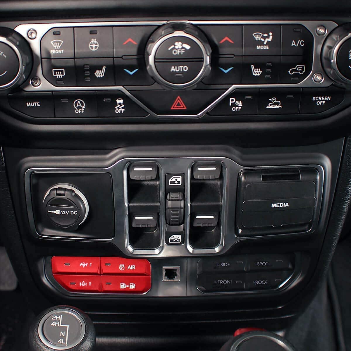 LASFIT Switch Panel, Auxiliary Switch Bank Kit, Multifunction Aux Switches for Jeep Wrangler JL / Gladiator JT, Red