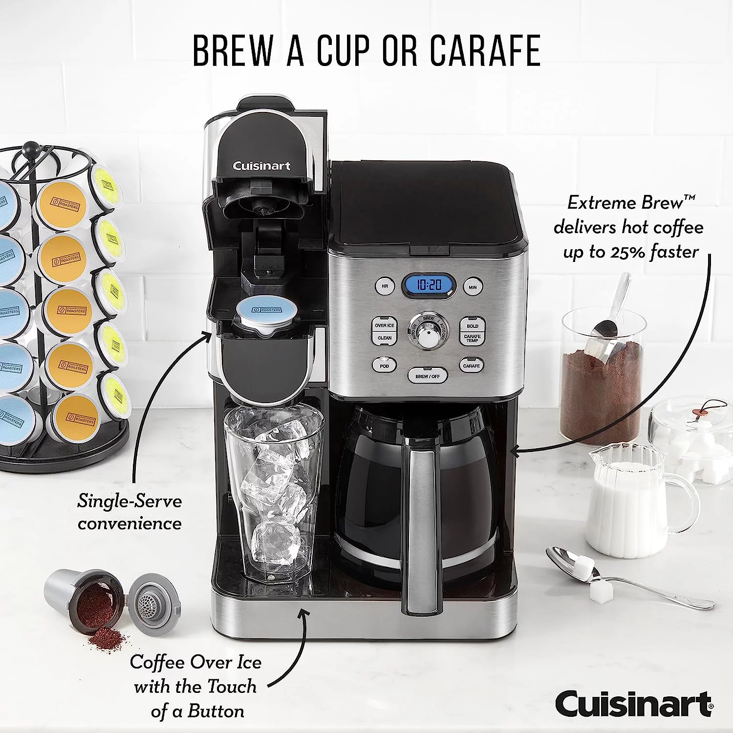 Cuisinart SS-15W Maker Coffee Center 12-Cup Coffeemaker and Single-Serve Brewer, White Stainless Steel