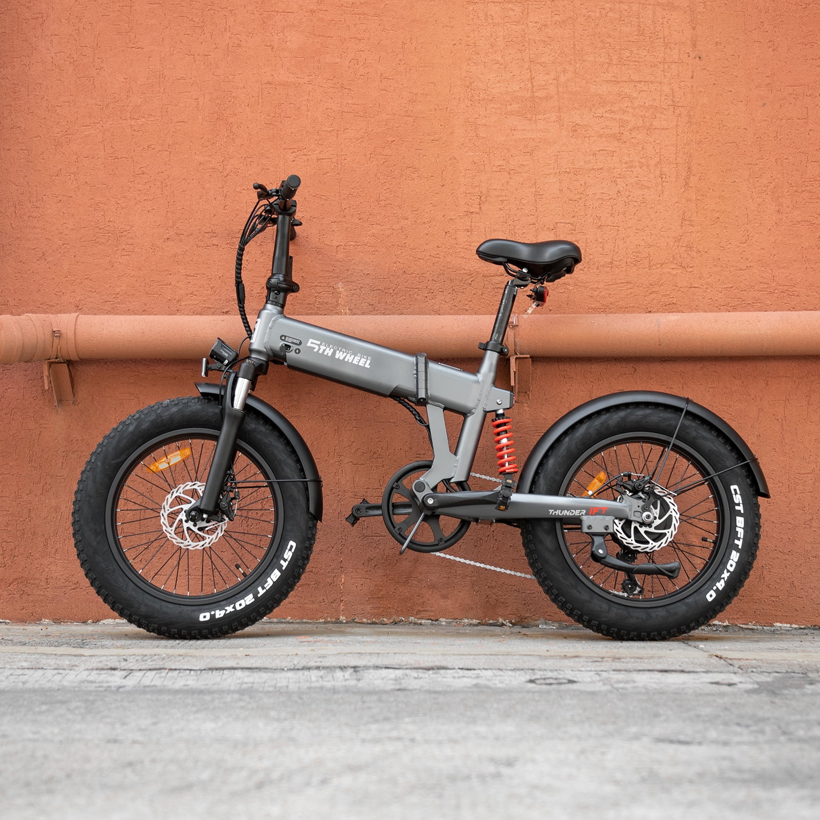 5TH WHEEL Thunder 1FT 20" Fat Tire Electric Bike, 48V 10.5Ah Removable Battery, 500W Motor Foldable Ebike with Dual Shock Absorbe, Shimano 6 Speed City Commuter Electric Bicycle for Adults