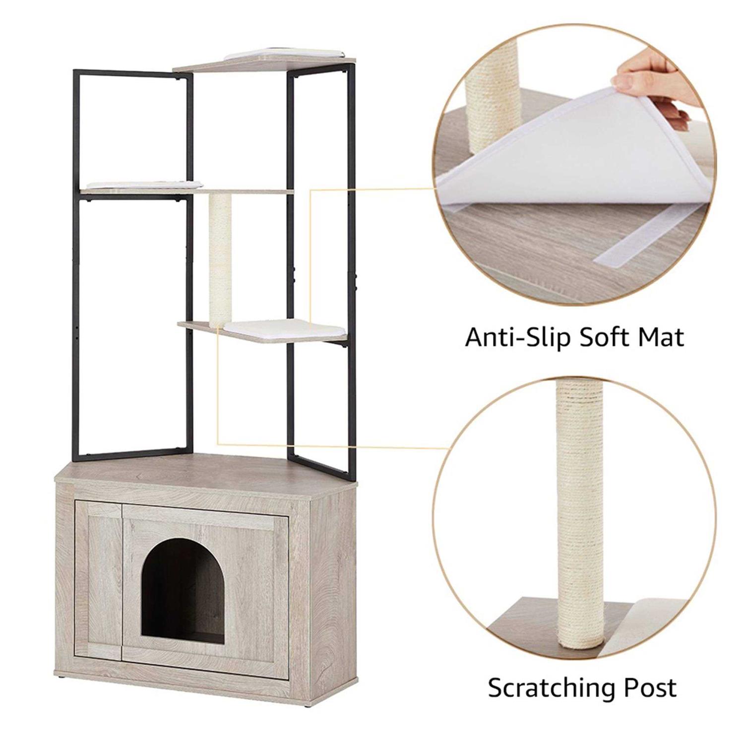 UniPaws Corner Box Enclosure with Cat Tree Tower Cat Litter - Pet Supplies online store