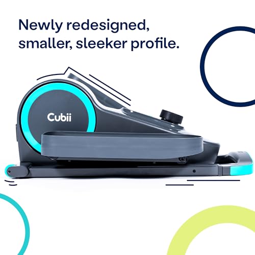 Cubii GO Aqua - Compact Whisper Quiet Under Desk Elliptical with LCD Monitor, Adjustable Resistance, Portable Design with Telescopic Handle & Wheels