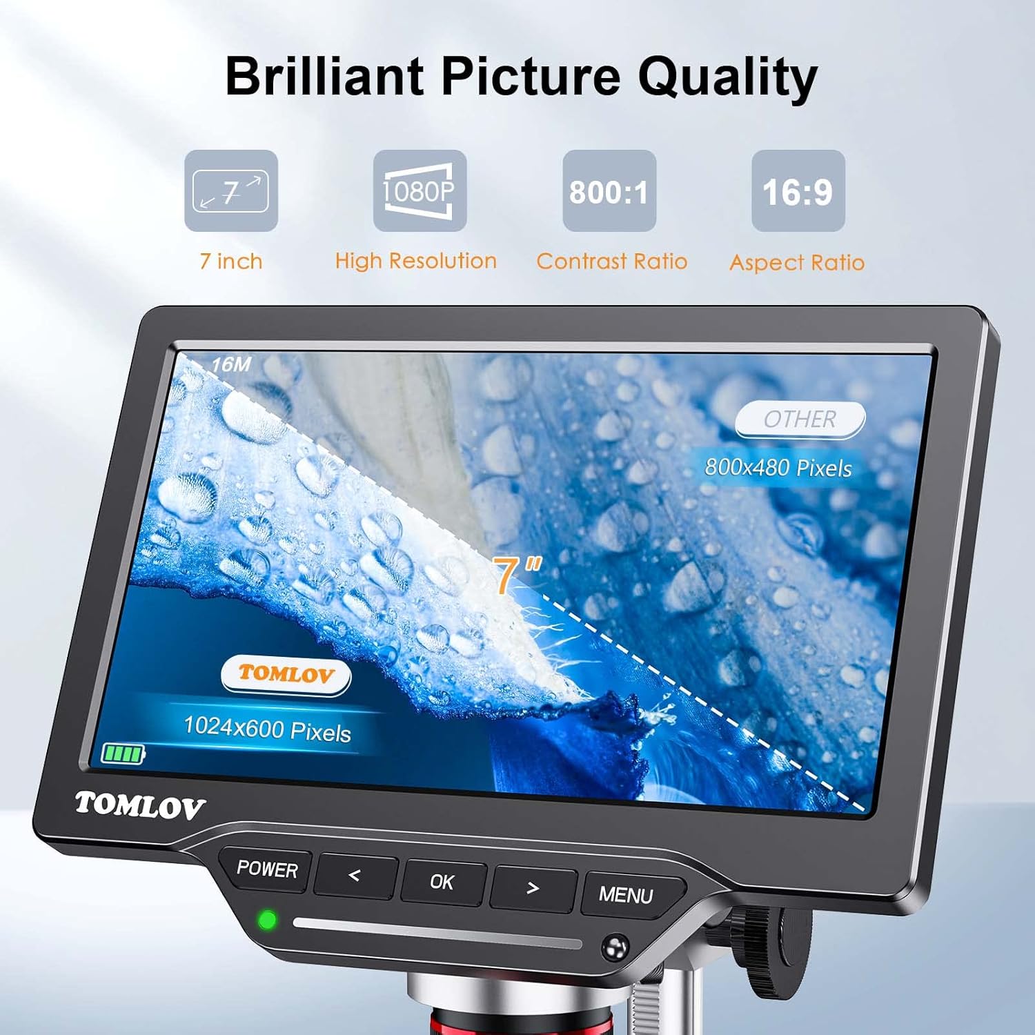 TOMLOV DM10 8.5'' Digital Microscope 50X-1300X Soldering Microscope, UHD Video Microscope with 12MP Ultra-Precise Camera Sensor for Adults, SD Card Include