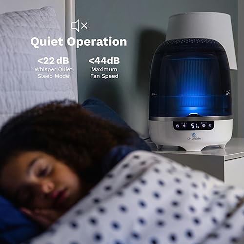 Air Purifier and Humidifier Combo, Air Purifier for Home Bedroom, Hypochlorous Acid Eliminates Bacteria Viruses Mold, Cleans & Moisturizes Air, Odor Eliminator Smoke Pets Mildew for Large Room