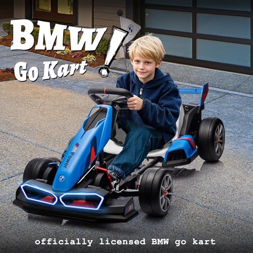 FORESEE 36V Licensed BMW Kids Electric Go Kart, Battery Powered Drift Kart w/Adjustable Seat, Ride On Toy for Big Kids Ages 6+, 8.6MPH Racing Go Cart w/600W Motor, LED Lights & Safety Belt, Black