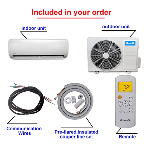 ApooDr 12000 BTU - 36000 BTU Mini Split Air Conditioner Ductless Inverter System with Heat Pump,with Installation Kit