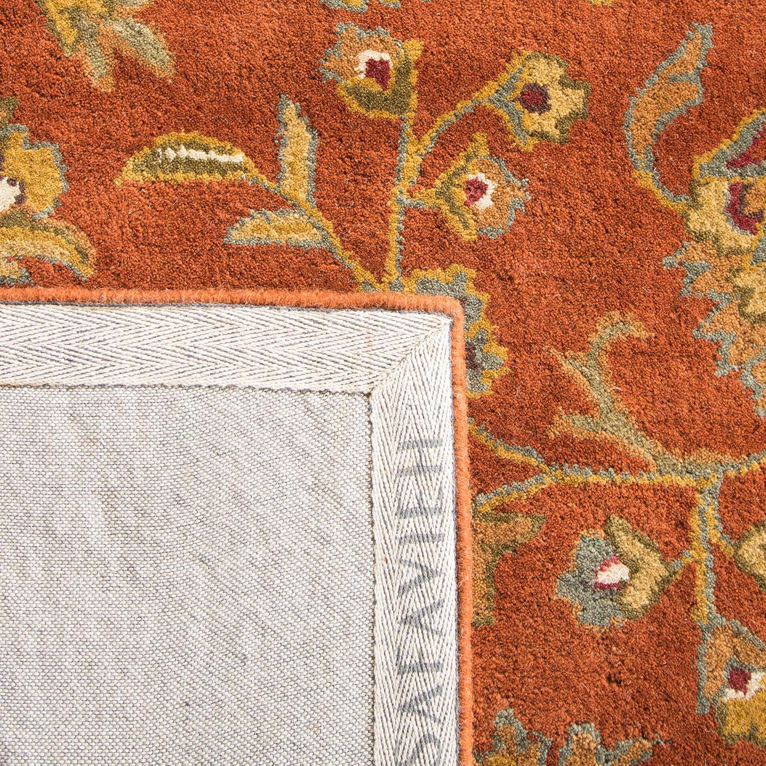 SAFAVIEH Heritage Collection 6' Square Red / Natural HG820A Handmade Traditional Oriental Premium Wool Area Rug