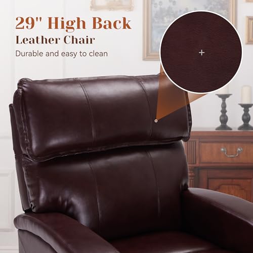 Power Lift Recliner Chair with Adjustable Headrest for Elderly, Electric Recliners with Heat & Massage, USB & Type C Ports, Reclining Single Sofa Chair, Leather