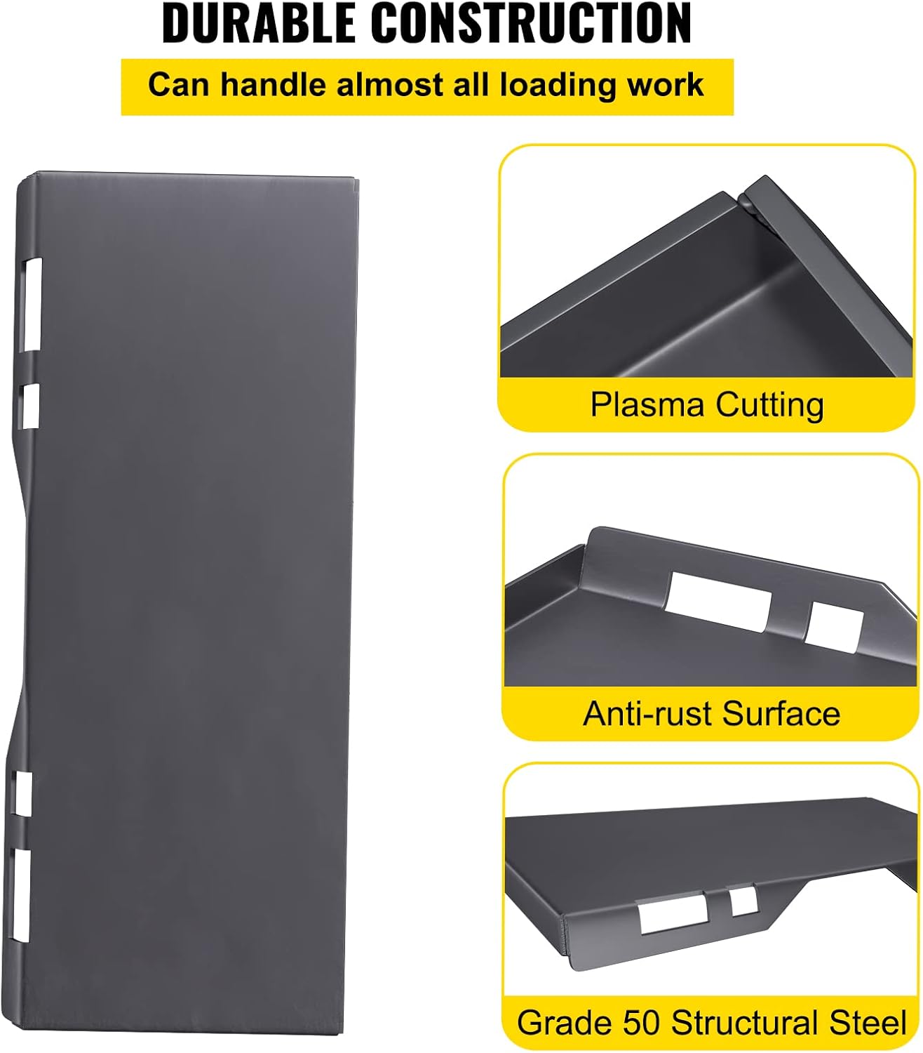 VEVOR Skid Steer Mount Plate Thick Skid Steer Attachment Plate Steel Quick Attachment Loader Plate with 3 Additional Welding Rods Easy to Weld or Bolt to Different Accessories (1/2")