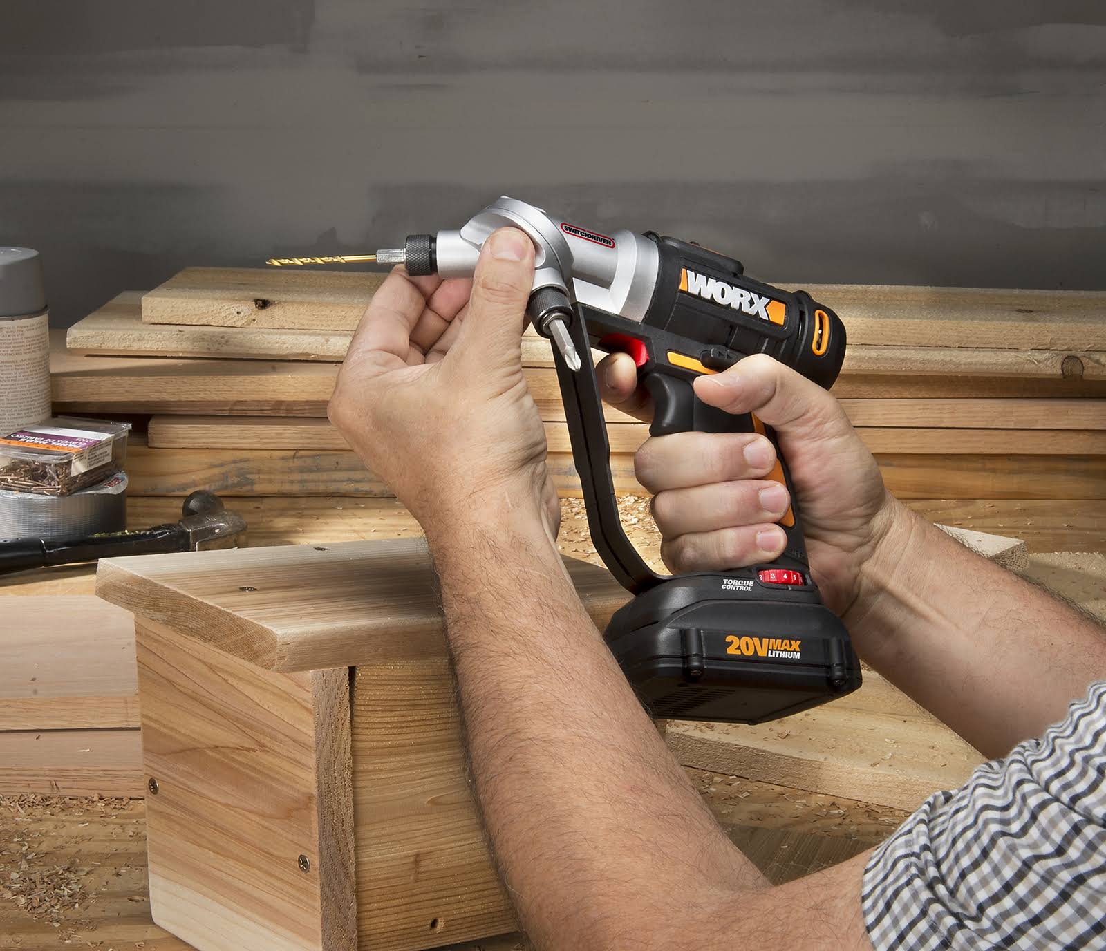 Worx WX176L.1 - 20-Volt Switchdriver Cordless 1/4 in. Drill and Driver with 67-Piece Accessory Kit