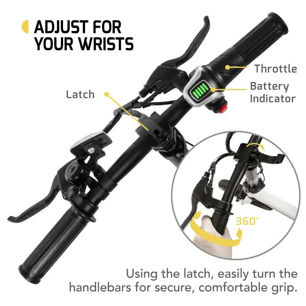 Swagtron SwagCycle EB-5 Lightweight and Aluminum Folding eBike, White