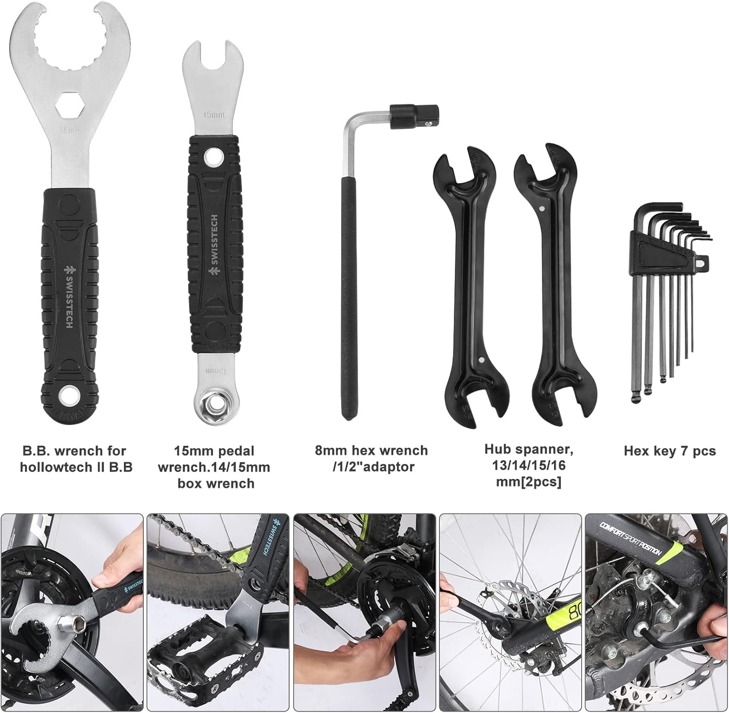 Swiss+Tech 30 Piece Bike Repair Tool Kit, Bicycle Maintenance Tool Set with Storage Case, Bike Accessories for Mountain/Road/Park Bike