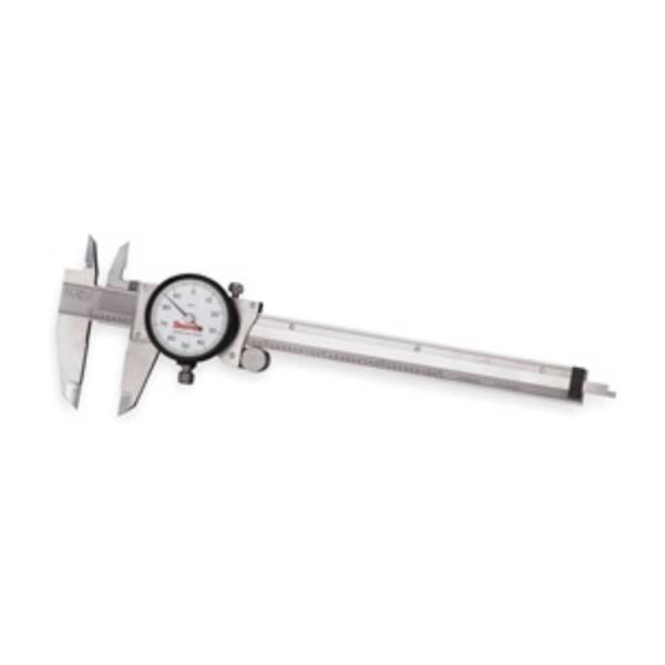 Dial Caliper w/Case, 6 In/150mm, White 120A-6