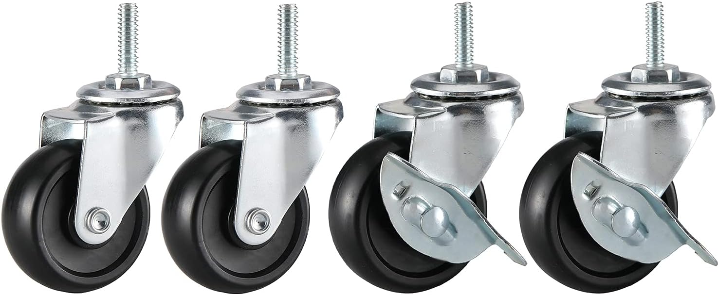 NW Wire Shelving Casters,2 Diameter,Set of 4,Caster Roller Wheels for Shelving Unit,Wire Shelf Wheels,Wire Rack Wheels Industrial, Black,Heavy Duty